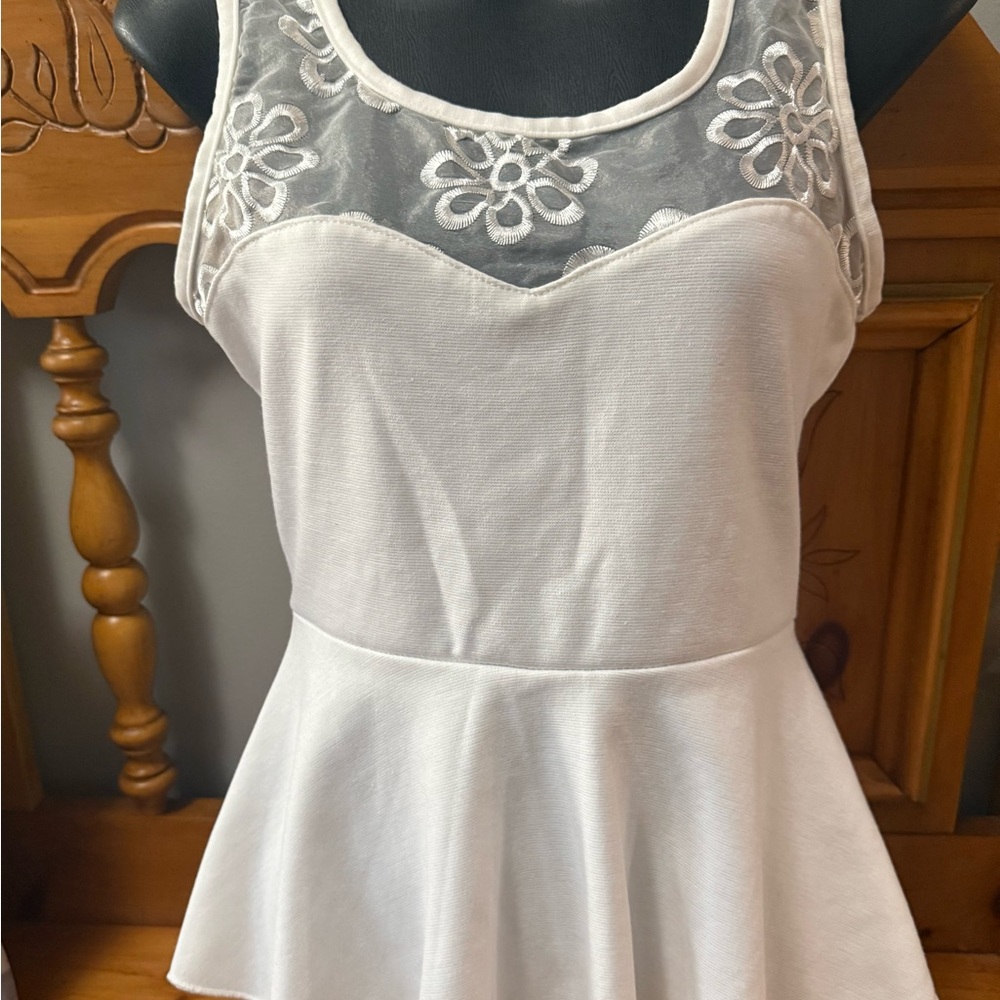 Elegant White Lace Peplum Top